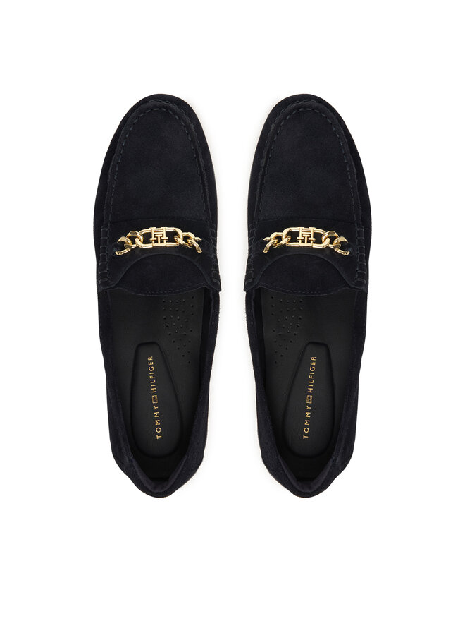 Tommy Hilfiger Mokassins Tommy Hilfiger Th Chain Suede Loafer FW0FW09327 Dunkelblau