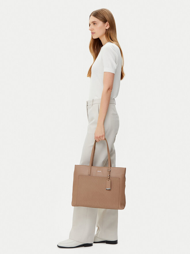 Calvin Klein Handtasche Calvin Klein Ck Must Medium Shopper_Mono K60K612774 Beige