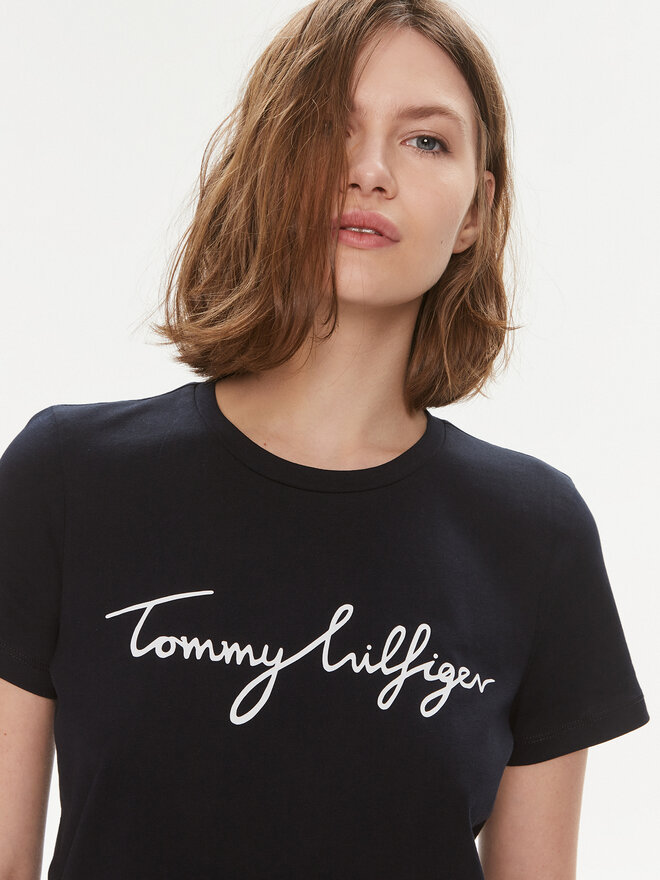 Tommy Hilfiger Tommy Hilfiger Marškinėliai Signature WW0WW41674 Tamsiai mėlyna Regular Fit