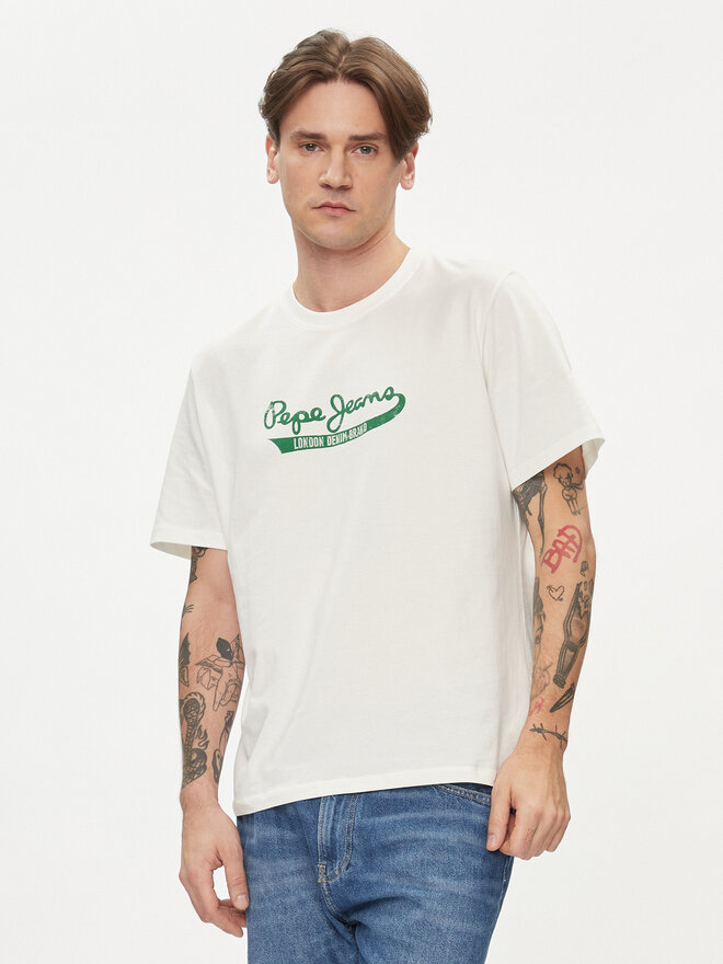 Pepe Jeans Pepe Jeans Marškinėliai Claude PM509390 Écru Regular Fit