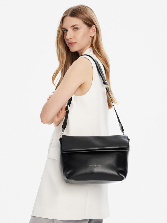 Tommy Hilfiger Ročna torba Tommy Hilfiger Th Logotape AW0AW17692 Črna