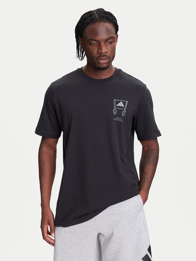 adidas adidas Marškinėliai Stadium Crowd lJX7474 Juoda Loose Fit