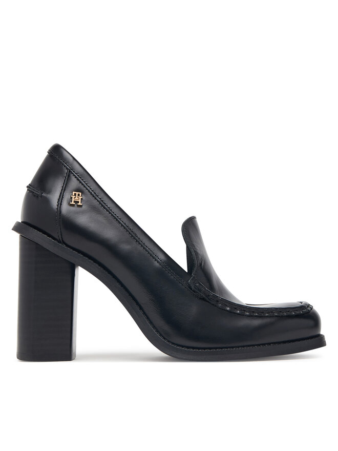 Tommy Hilfiger Halbschuhe Tommy Hilfiger Square Toe Heeled Loafer FW0FW09493 Schwarz