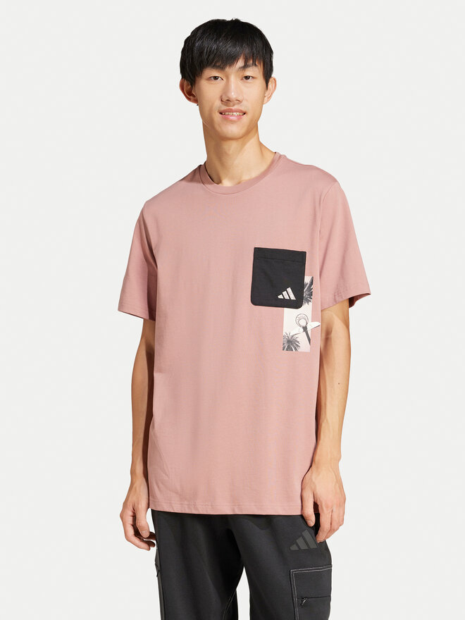 adidas adidas Marškinėliai Lens Elevated Pocket Graphic JJ3927 Rožinė Loose Fit