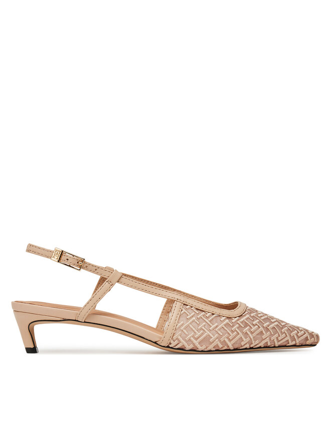 Tommy Hilfiger Sandale Tommy Hilfiger Mono Squared Toe Kitten Slingb FW0FW08746 Bej