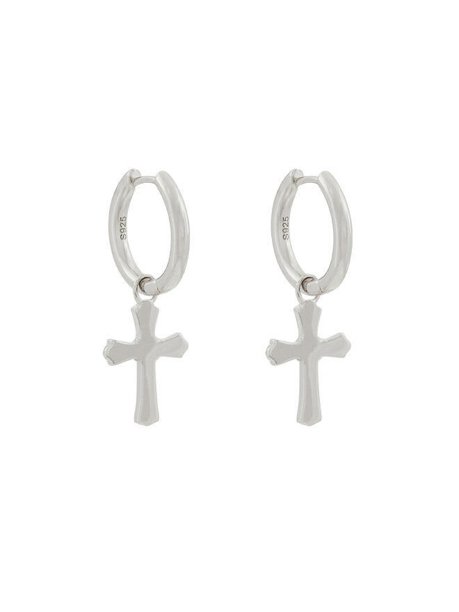 ICED STUFF Pendientes ICED STUFF Sharp Cross Oro blanco