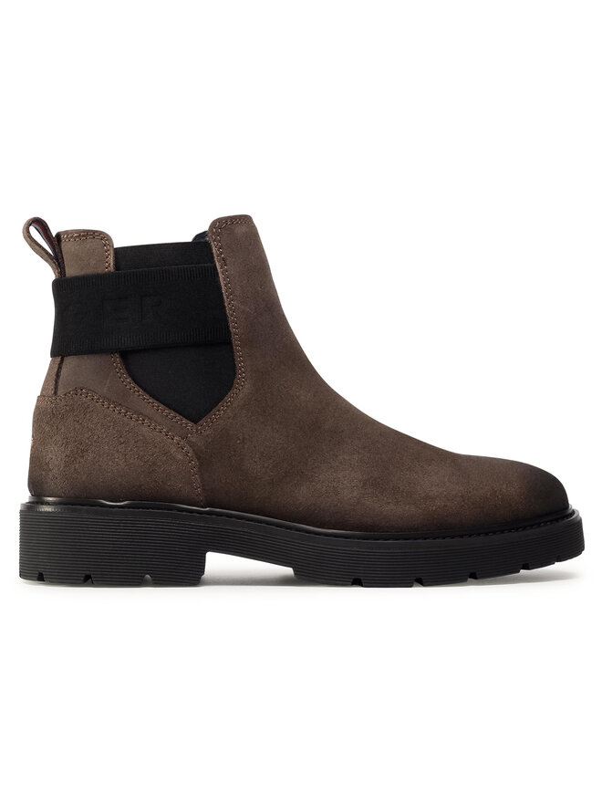 Tommy Hilfiger Bokacsizma Tommy Hilfiger Elastic Hilfiger Suede Chelsea FM0FM03106 Barna