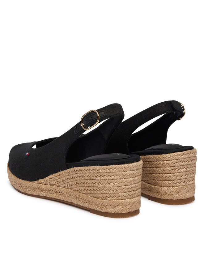 Tommy Hilfiger Espadrilles Tommy Hilfiger Mid Wedge Espad Slingback FW0FW09228 Schwarz