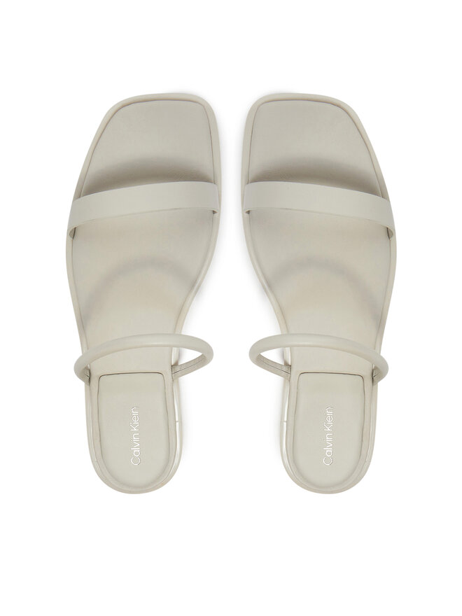 Calvin Klein Pantoletten Calvin Klein Flat Sandal Squared 2-Bar Lth HW0HW02532 Écru