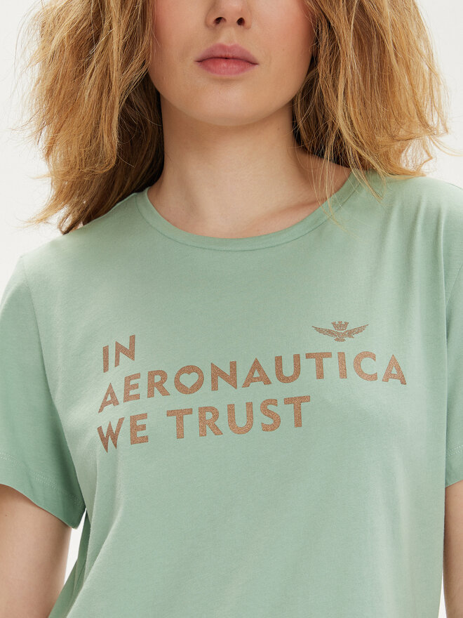 Aeronautica Militare Aeronautica Militare Camiseta 241TS2233DJ510 Verde Regular Fit