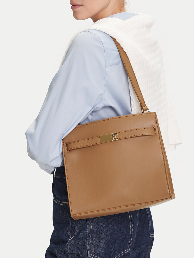 Tommy Hilfiger Ročna torba Tommy Hilfiger Th Heritage Shoulder Bag AW0AW17182 Rjava