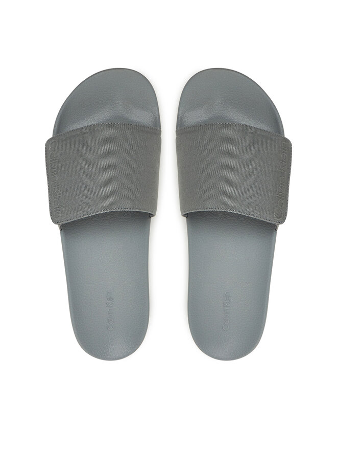 Calvin Klein Pantoletten Calvin Klein Adj Pool Slide Canvas Logo HM0HM01749 Grau