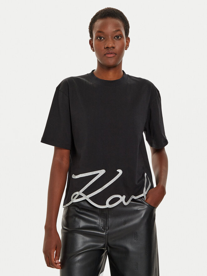 KARL LAGERFELD KARL LAGERFELD T-Shirt 226W1703 Μαύρο Relaxed Fit