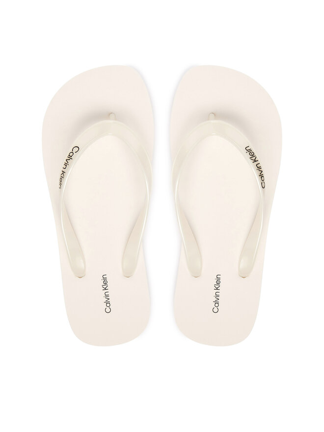 Calvin Klein Zehentrenner Calvin Klein Arwa - Metallic Pearlised Flip Flops HW0HW02956 Weiß
