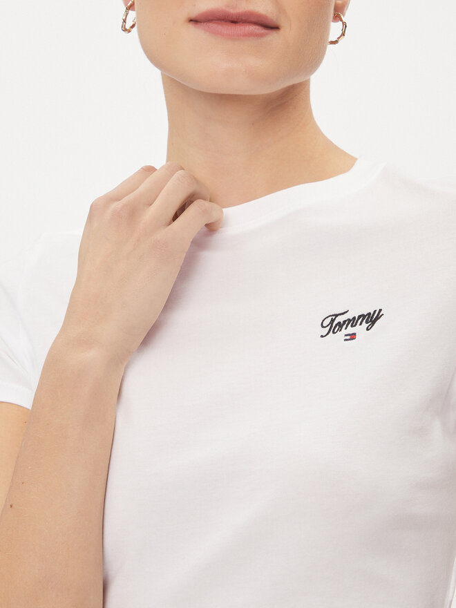Tommy Jeans Tommy Jeans Marškinėliai Script DW0DW17366 Balta Slim Fit