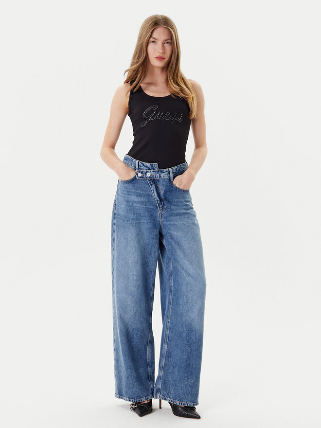 Guess Guess Τοπ W5YP00 KCXJ2 Μαύρο Regular Fit