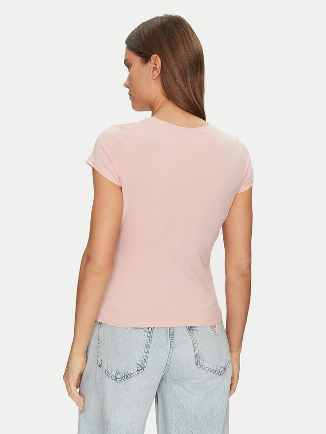 Guess Guess Marškinėliai W5GI42 J1314 Rožinė Slim Fit