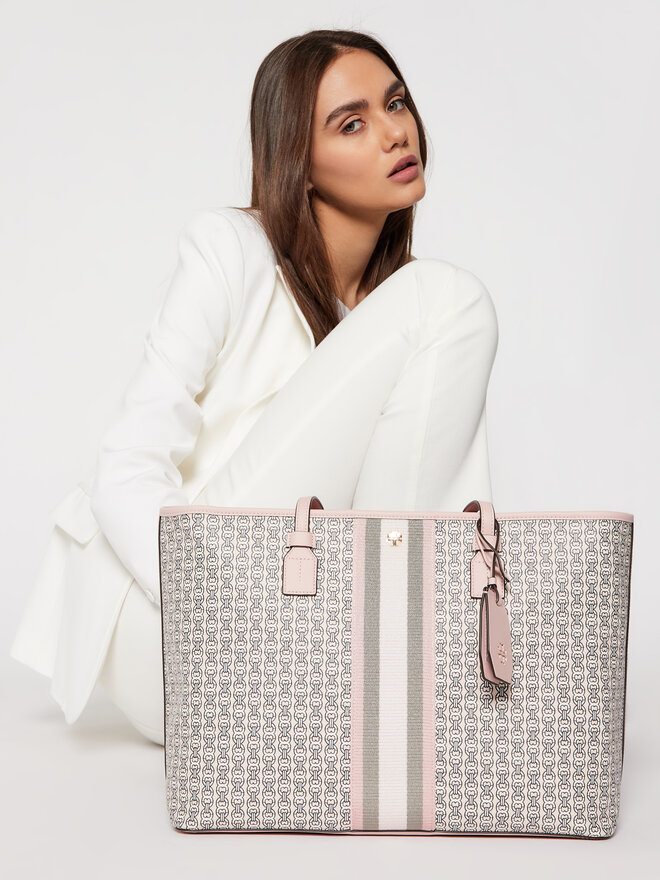 Handtasche Tory Burch Gemini Link Canvas Zip Tote 58450 Rosa eschuhe