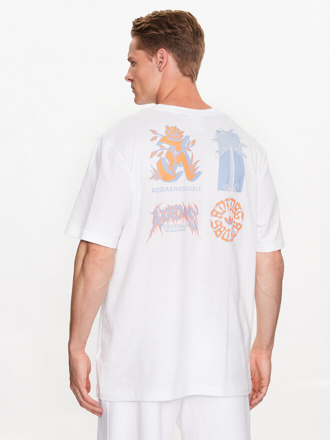 adidas adidas Marškinėliai Graphic Glide T-Shirt IB1403 Balta Loose Fit