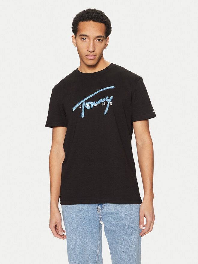Tommy Jeans Tommy Jeans Marškinėliai Signature DM0DM21109 Juoda Regular Fit