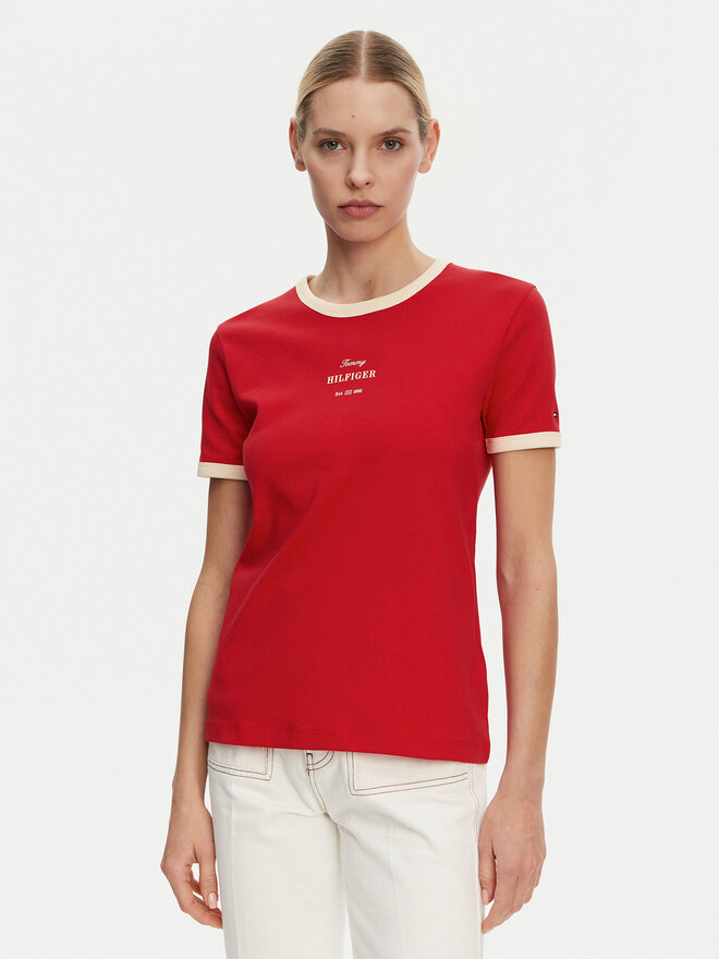 Tommy Hilfiger Tommy Hilfiger Póló Monotype WW0WW44586 Piros Regular Fit