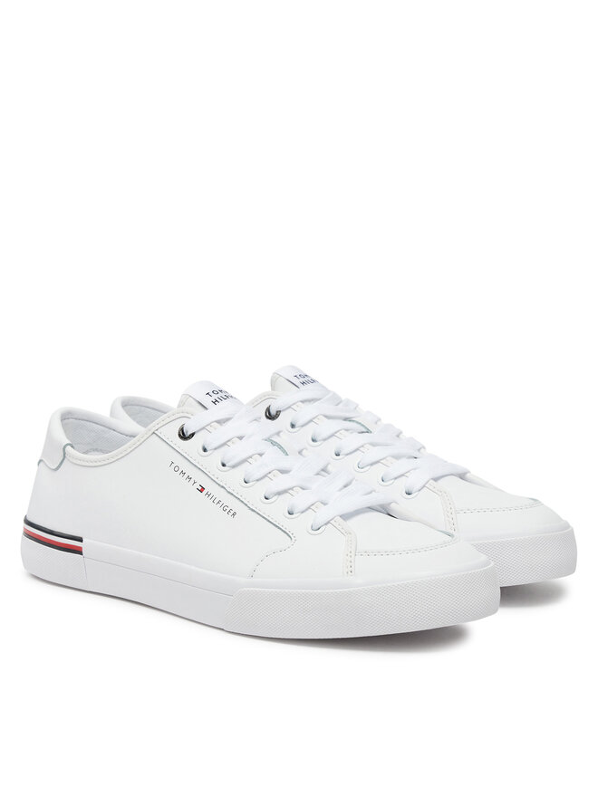 Tommy Hilfiger Πάνινα παπούτσια Tommy Hilfiger Core Corporate Vulc Leather FM0FM05399 Λευκό