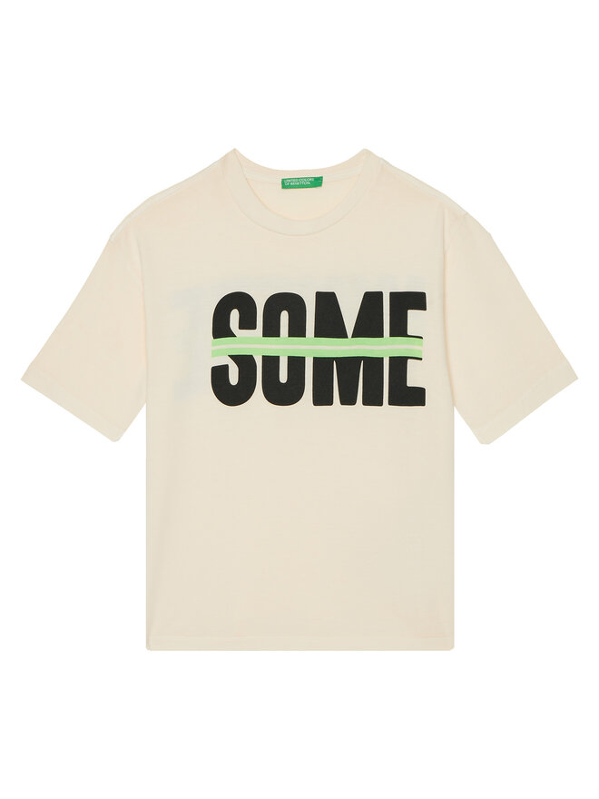 United Colors Of Benetton United Colors Of Benetton Camiseta 3PCMC10N7 Écru Regular Fit