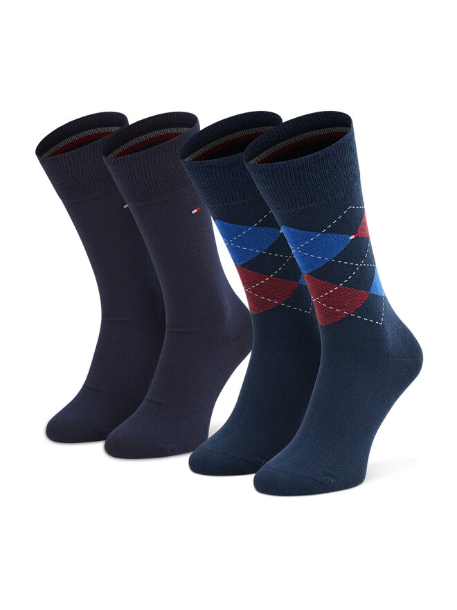 Tommy Hilfiger Σετ ψηλές κάλτσες ανδρικές 2 τεμαχίων Tommy Hilfiger 100001495 Σκούρο μπλε