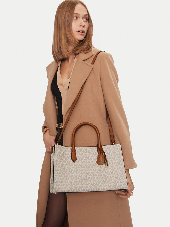 MICHAEL Michael Kors Táska MICHAEL Michael Kors Scarlett Medium Signature Logo Satchel 30F4GETS2B Bézs