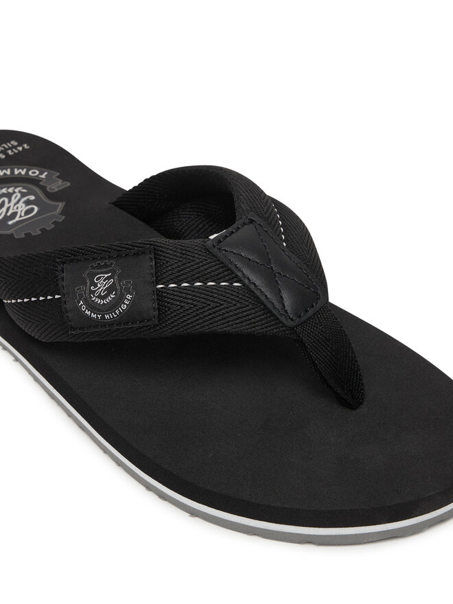 Tommy Hilfiger Zehentrenner Tommy Hilfiger Patch Hilfiger Beach Sandal FM0FM05804 Schwarz