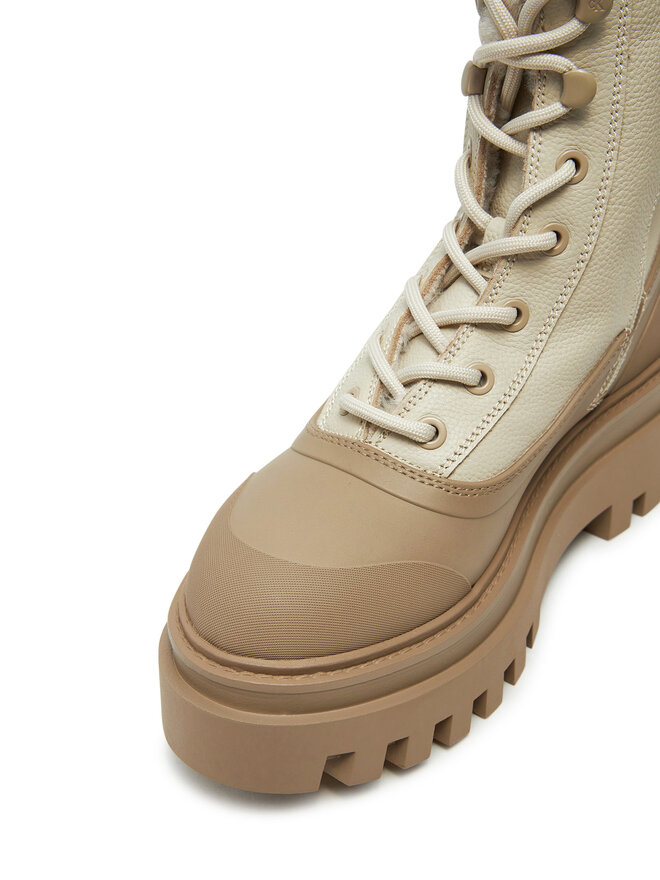 Calvin Klein Jeans Turistická obuv Calvin Klein Jeans Flatform Lace Up Boot Padded YW0YW01557 Béžová