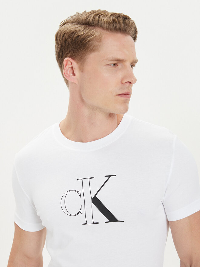 Calvin Klein Jeans Calvin Klein Jeans Marškinėliai Outline Monologo J30J325678 Balta Slim Fit