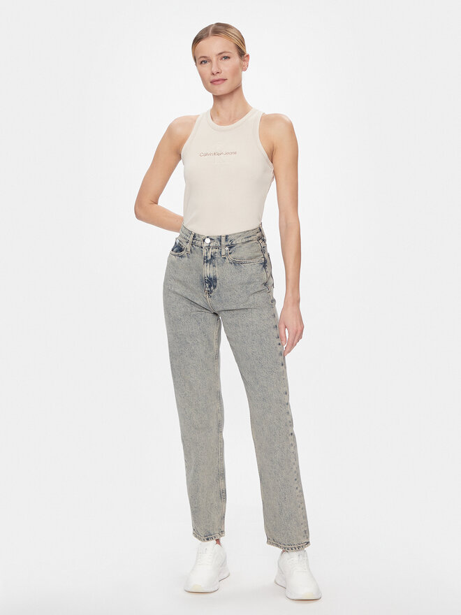 Calvin Klein Jeans Calvin Klein Jeans Felső Hero Monologo Rib Tank J20J222975 Ekru Regular Fit