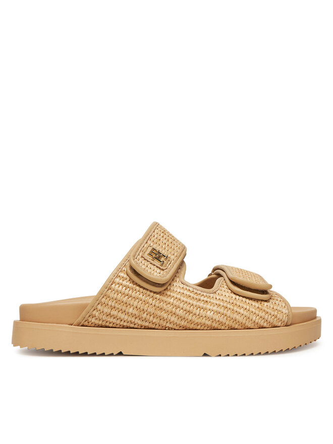 Tommy Hilfiger Klapki Tommy Hilfiger Double Strap Raffia FW0FW08940 Beżowy