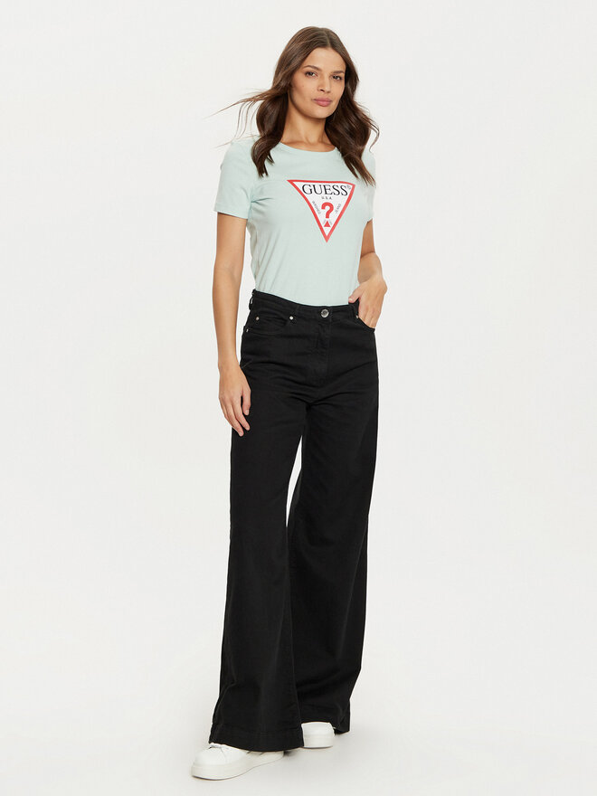 Guess Guess Marškinėliai W1YI1B I3Z14 Žalia Slim Fit