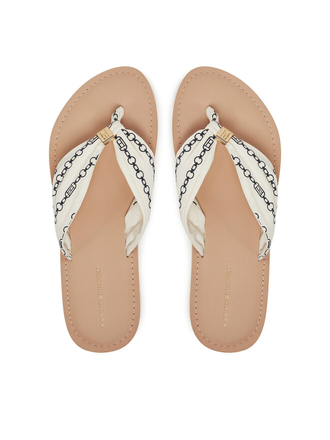 Tommy Hilfiger Chancletas Tommy Hilfiger Th Chain Print Elevated Sandal FW0FW08519 Blanco