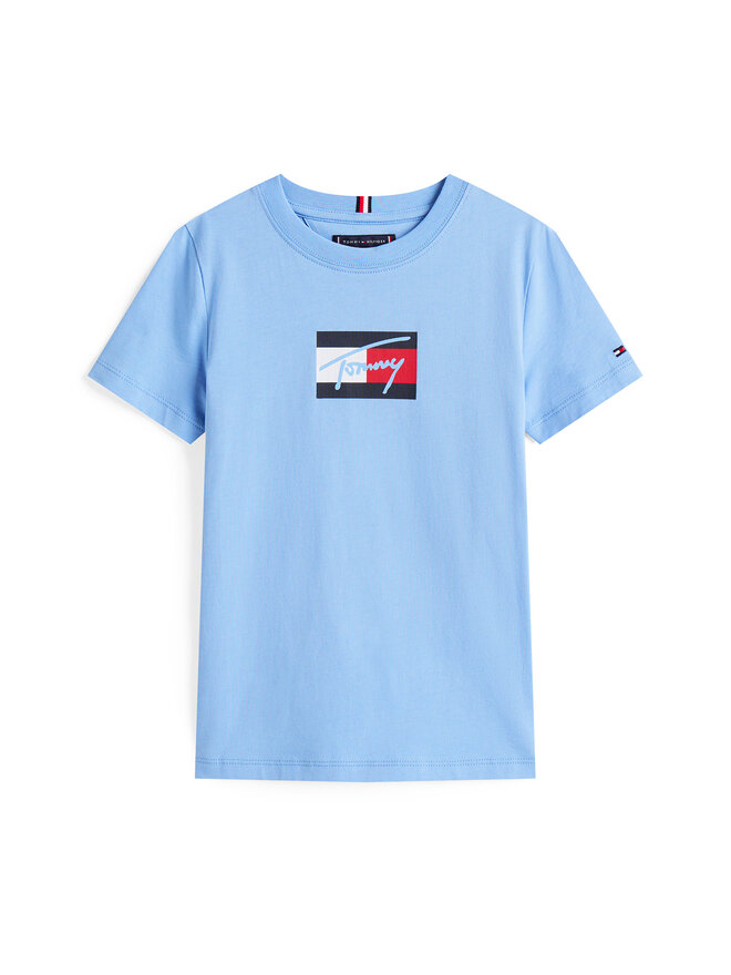 Tommy Hilfiger Tommy Hilfiger Majica Script Flag KB0KB09725 Svetlo modra Regular Fit
