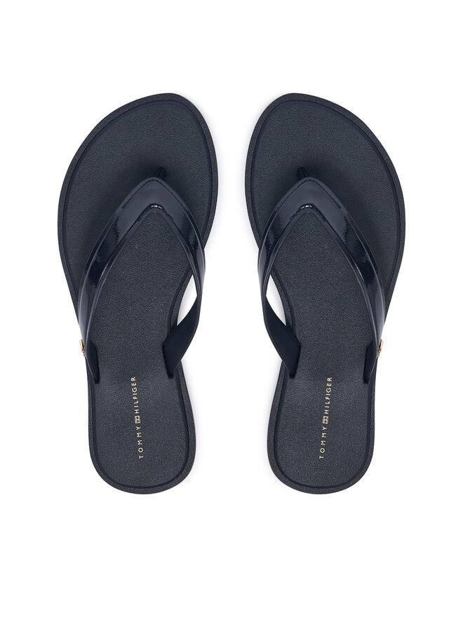 Tommy Hilfiger Zehentrenner Tommy Hilfiger Th Scandi Shiny Summer Sandal FW0FW09446 Dunkelblau