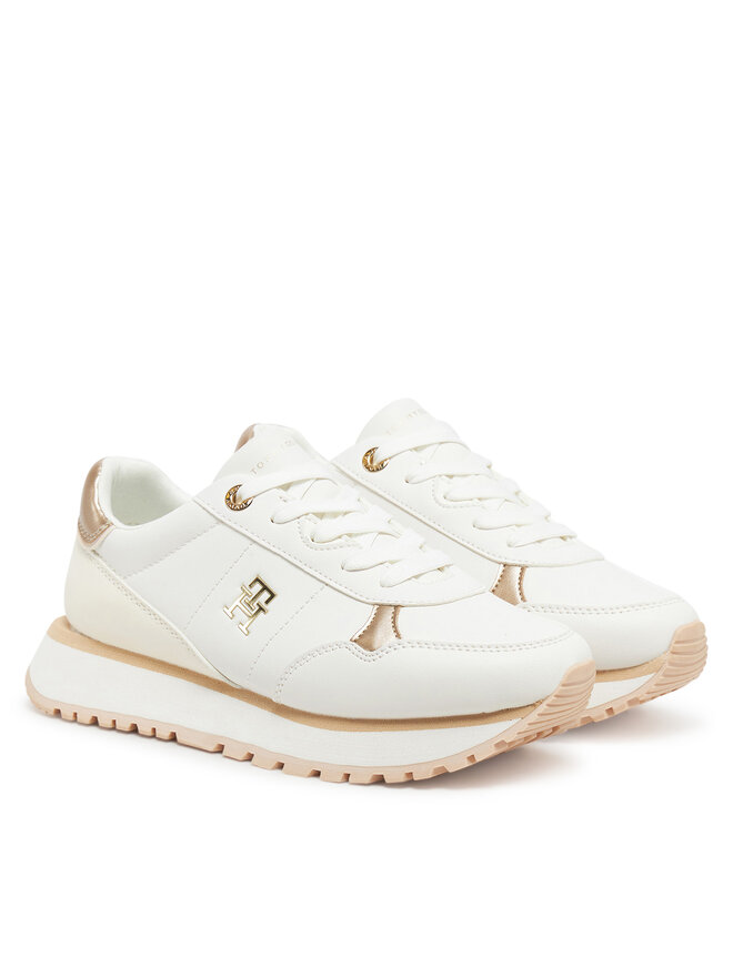 Tommy Hilfiger Sneakersy Tommy Hilfiger Low Cut Lace-Up Sneaker T3A9-33759-1355 S Écru
