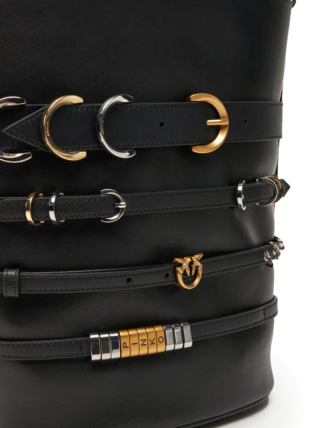 PINKO Kabelka PINKO Belts Bucket PE 25 PLTT 104366 A26K Černá