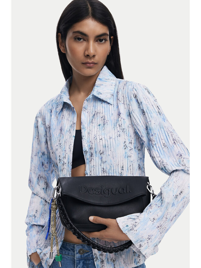 Desigual Τσάντα Desigual Half Logo Trokel 25WAXPAL Μαύρο