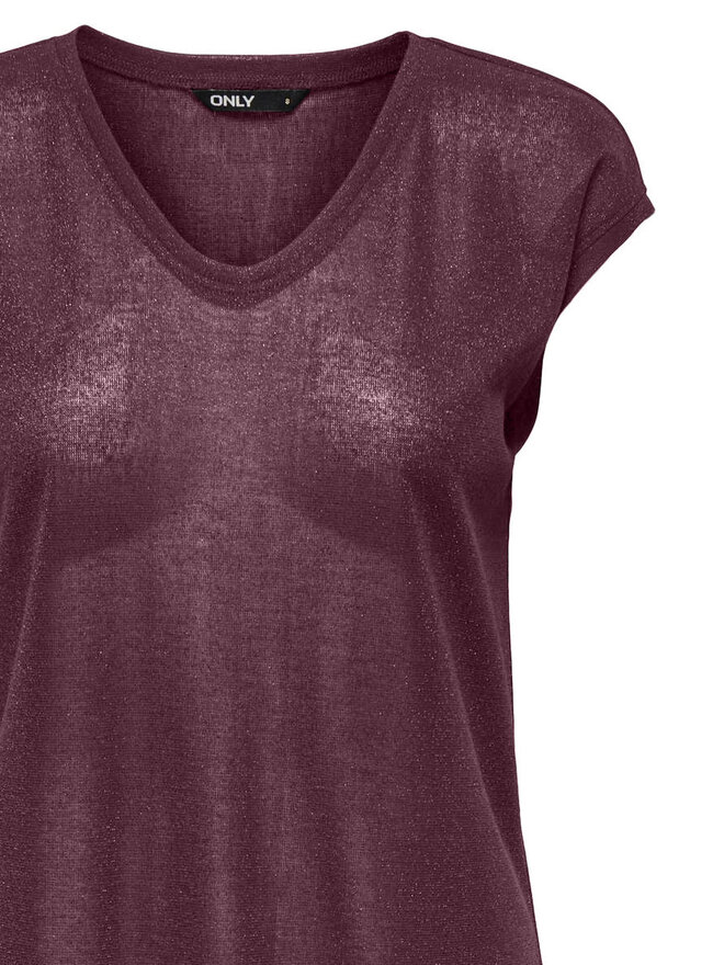 ONLY ONLY Camiseta Silvery 15136069 Guinda/burdeos Loose Fit