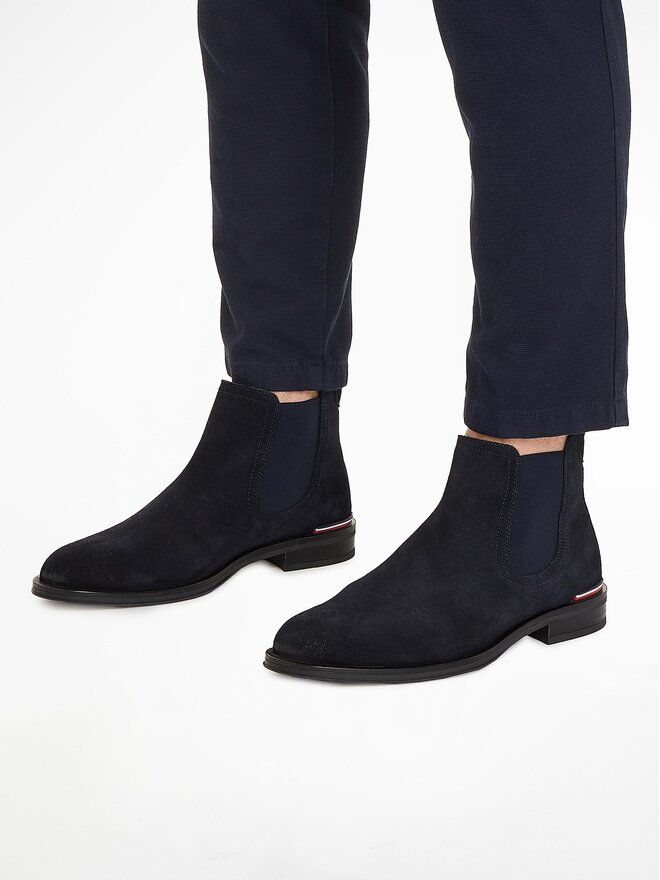 Tommy Hilfiger Klassische Stiefeletten Tommy Hilfiger Core Rwb Hilfiger Suede Chelsea FM0FM04757 Blau