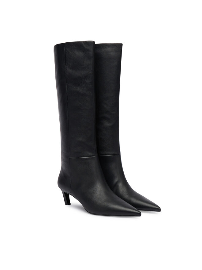 Calvin Klein Ботуши Calvin Klein Ess Kitten Heel Long Boots HW0HW02690 Черен