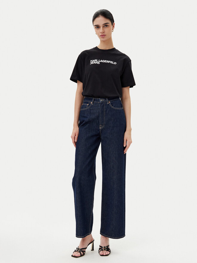 Karl Lagerfeld Jeans Karl Lagerfeld Jeans Marškinėliai A1W17005 Juoda Relaxed Fit