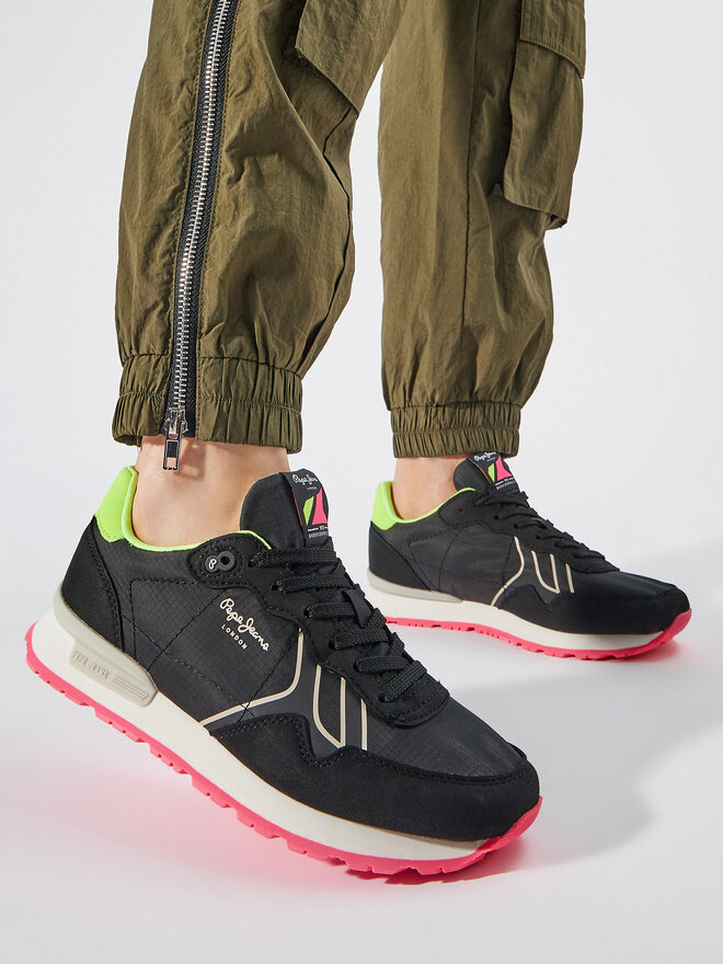 Pepe Jeans Сникърси Pepe Jeans Brit Neon W PLS40011 Черен