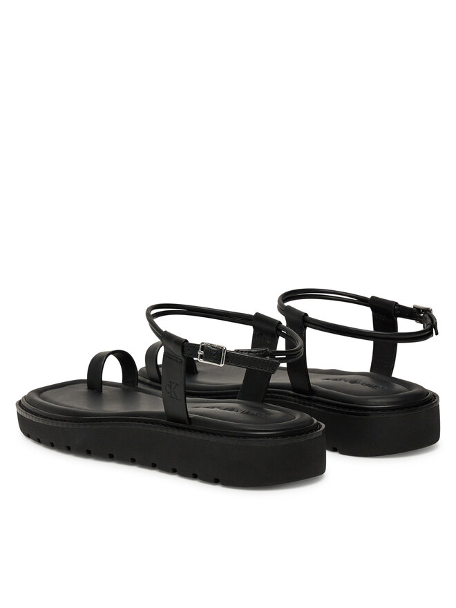 Calvin Klein Jeans Sandały Calvin Klein Jeans Rope Toe Post Sandal Lth Mg YW0YW01893 Czarny
