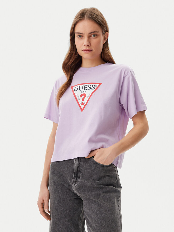 Guess Jeans Guess Jeans Marškinėliai W4YI73 K8HM0 Violetinė Boxy Fit