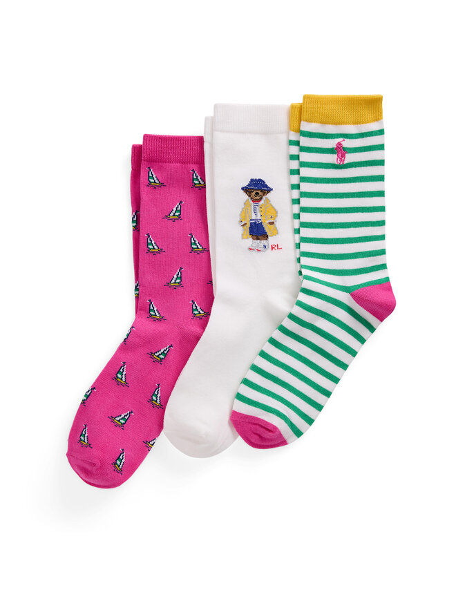 Polo Ralph Lauren Sada 3 párů dětských vysokých ponožek Polo Ralph Lauren 448969097001 Barevná