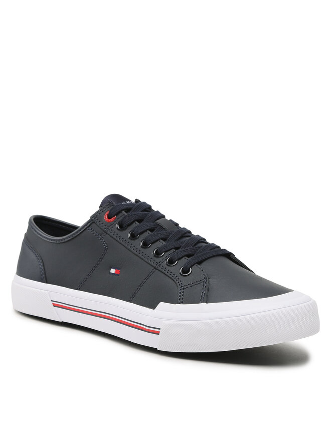Tommy Hilfiger Tenisówki Tommy Hilfiger Core Corporate Vulc Leather FM0FM04561 Granatowy